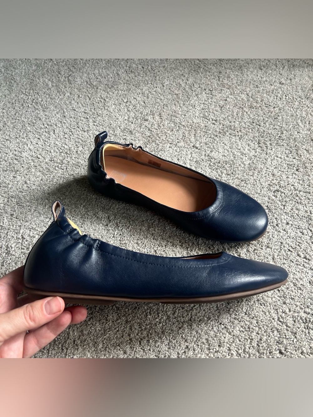 Fitflop Allegro Size 9 Blue Leather Ballerina Slip On Ballet Flats